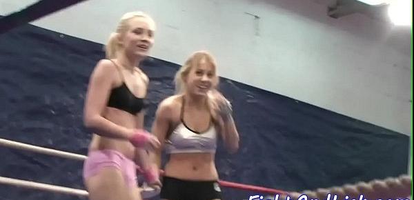  Pussylicking sluts wrestling in a boxing ring